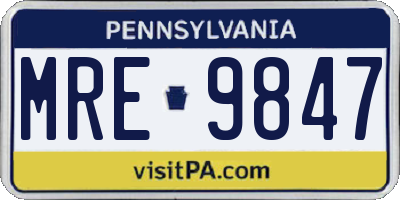 PA license plate MRE9847