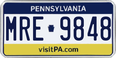 PA license plate MRE9848
