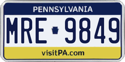 PA license plate MRE9849