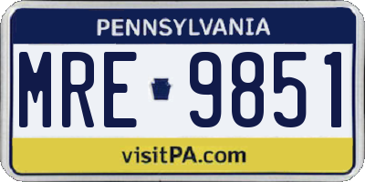 PA license plate MRE9851