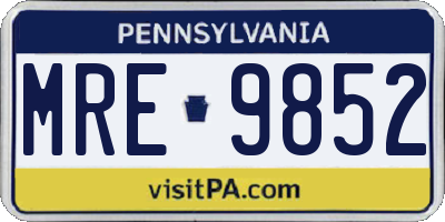 PA license plate MRE9852