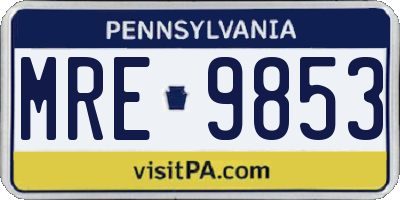PA license plate MRE9853