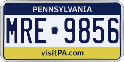 PA license plate MRE9856