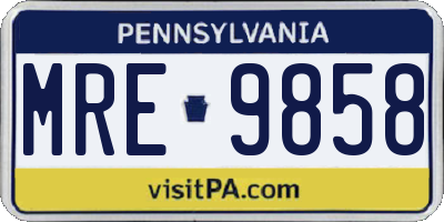 PA license plate MRE9858