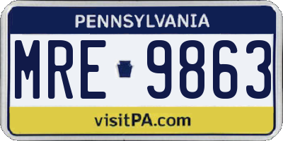 PA license plate MRE9863