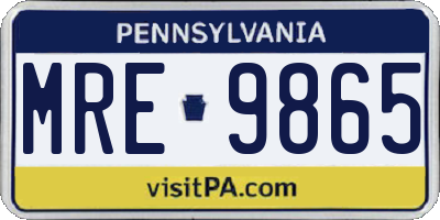PA license plate MRE9865