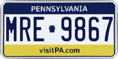 PA license plate MRE9867