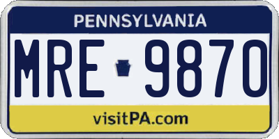 PA license plate MRE9870