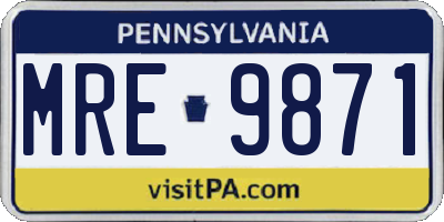 PA license plate MRE9871