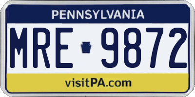 PA license plate MRE9872