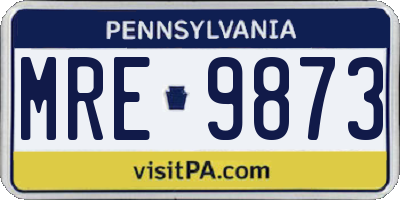 PA license plate MRE9873