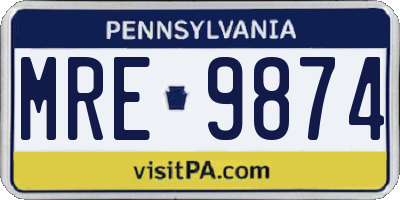 PA license plate MRE9874
