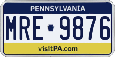 PA license plate MRE9876