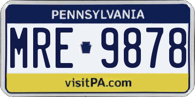 PA license plate MRE9878