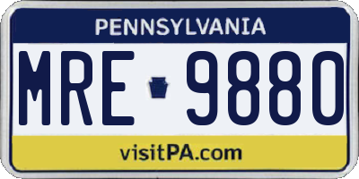 PA license plate MRE9880
