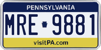PA license plate MRE9881