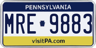PA license plate MRE9883