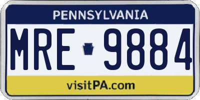 PA license plate MRE9884
