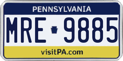 PA license plate MRE9885