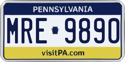 PA license plate MRE9890