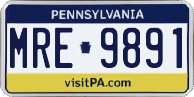 PA license plate MRE9891