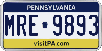PA license plate MRE9893