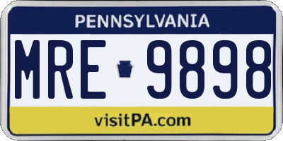 PA license plate MRE9898