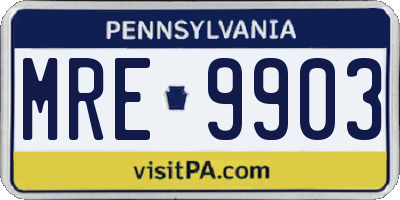 PA license plate MRE9903