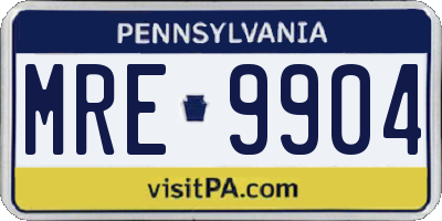 PA license plate MRE9904