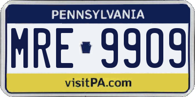 PA license plate MRE9909