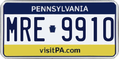 PA license plate MRE9910