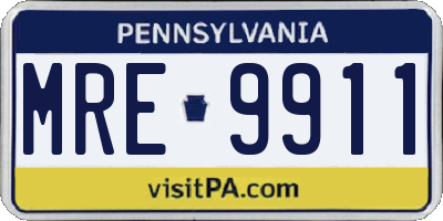 PA license plate MRE9911