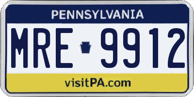 PA license plate MRE9912