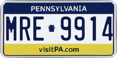 PA license plate MRE9914
