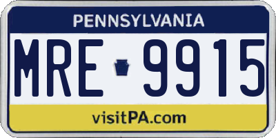 PA license plate MRE9915