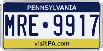 PA license plate MRE9917