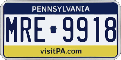 PA license plate MRE9918
