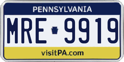 PA license plate MRE9919