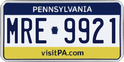PA license plate MRE9921