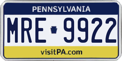 PA license plate MRE9922
