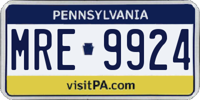 PA license plate MRE9924