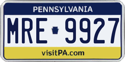 PA license plate MRE9927