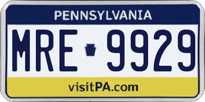PA license plate MRE9929