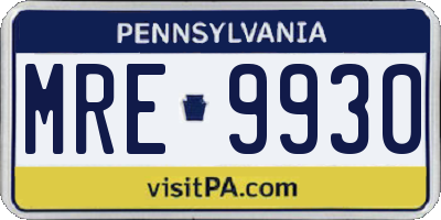 PA license plate MRE9930