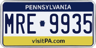 PA license plate MRE9935