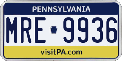 PA license plate MRE9936