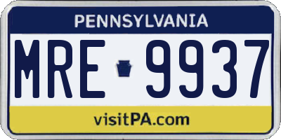 PA license plate MRE9937