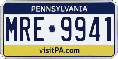 PA license plate MRE9941
