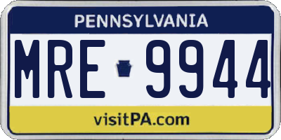 PA license plate MRE9944