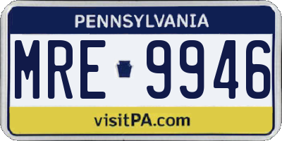 PA license plate MRE9946